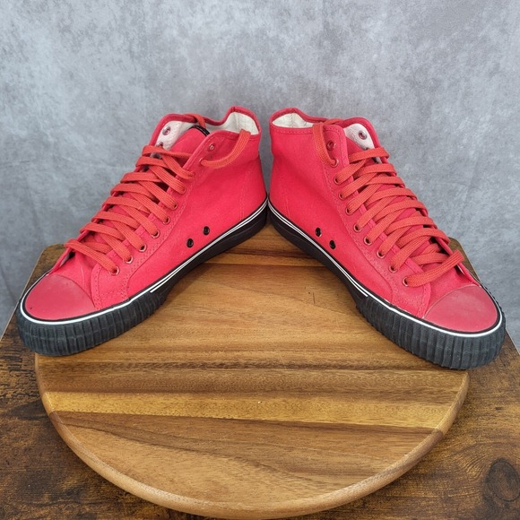 PF Flyers Sneakers Mens 11 Red Canvas Hi Top Sandlot Shoes Rigid Wedge Shoes - Picture 5 of 13